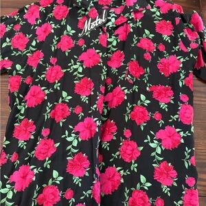 Motel Rocks Black and Pink Floral Shirt